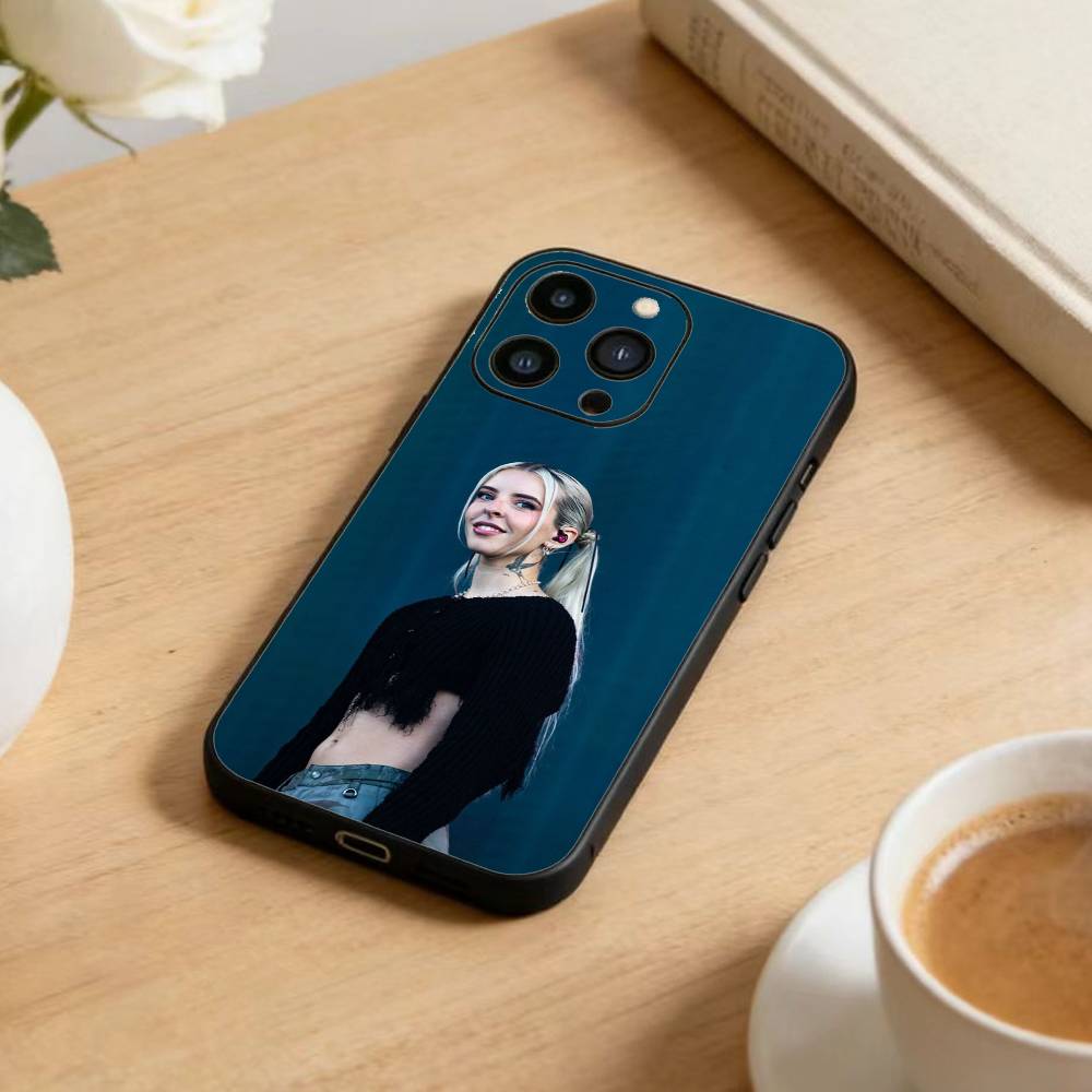 Singer E-Young Miko Phone Case For iPhone17,16,15,14,13,12 Plus,Max Soft Silicone Black Cover
