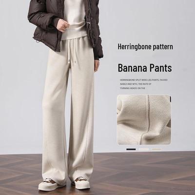 HSTYLE Women's Wool Blend High-Waisted Wide-Leg Pants