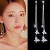 Korean Temperament Crystal Pendant Butterfly Tassels Long Dangle Earrings for Women Luxury Sweet Jewellery Accessories Gifts