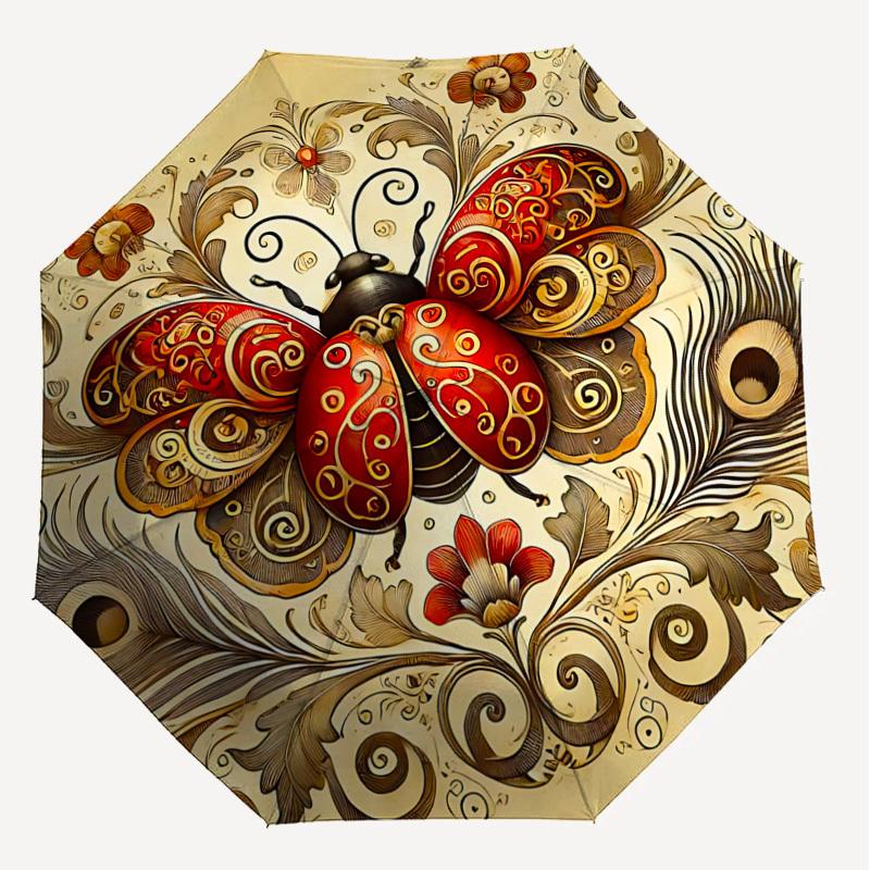 1pc Butterfly Flowers Automatic Open/Close Umbrella with Windproof, 8-Rib Sturdy Canopy, Durable Ribs, Fashionable Design1160A