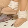 Fashion 2025 New Platform Snow Boots Women's Winter Fashion Round Toe Suede Paneled Yarn Plus Fleece Thickened Flat Cotton Boots