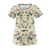 Women's Printed Work Clothes, Sloping Collar And Double Layer Pockets, Basic Top Pullover