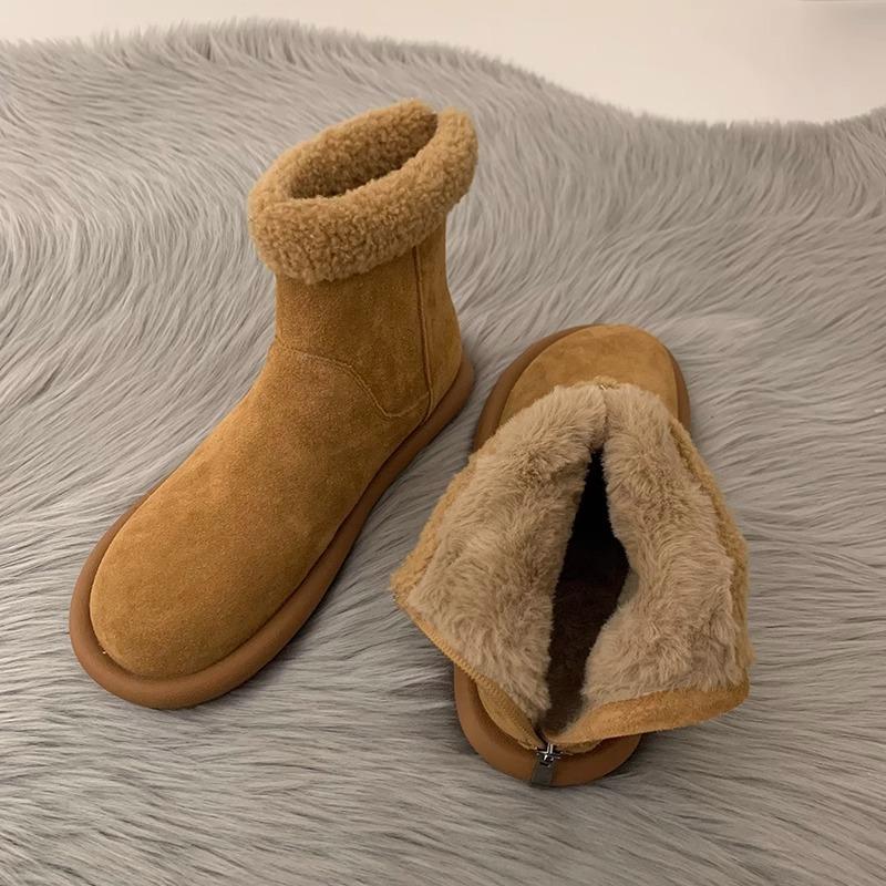 Suding kleine Heizung~ Retro Mori Baumwollschuhe Damen Winter Samt warm Schneestiefel mattes Lammwoll Kurzstiefel