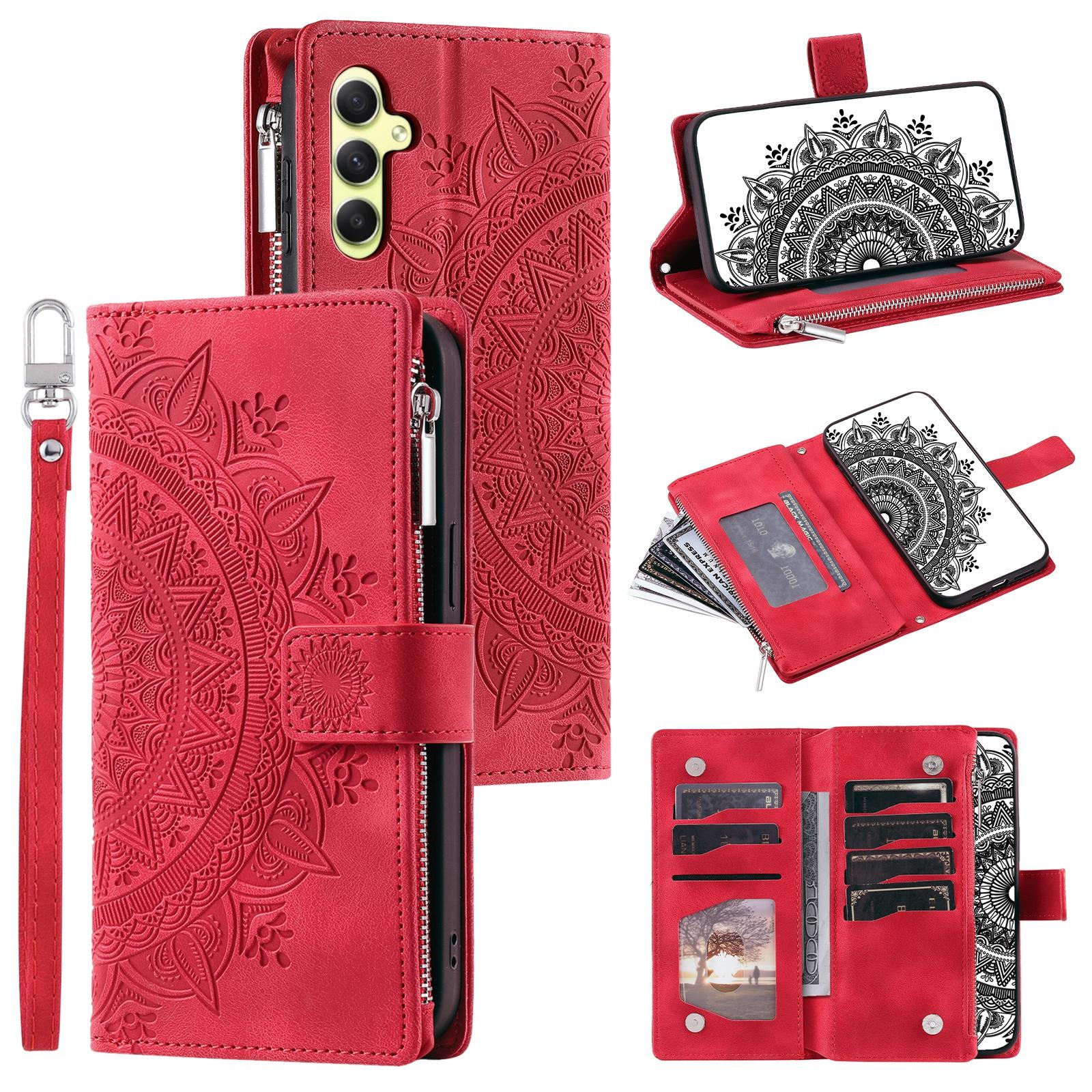 

Style 006 For Samsung Galaxy S25 Wallet Case PU Leather Phone Cover Mandala Flower Pattern C