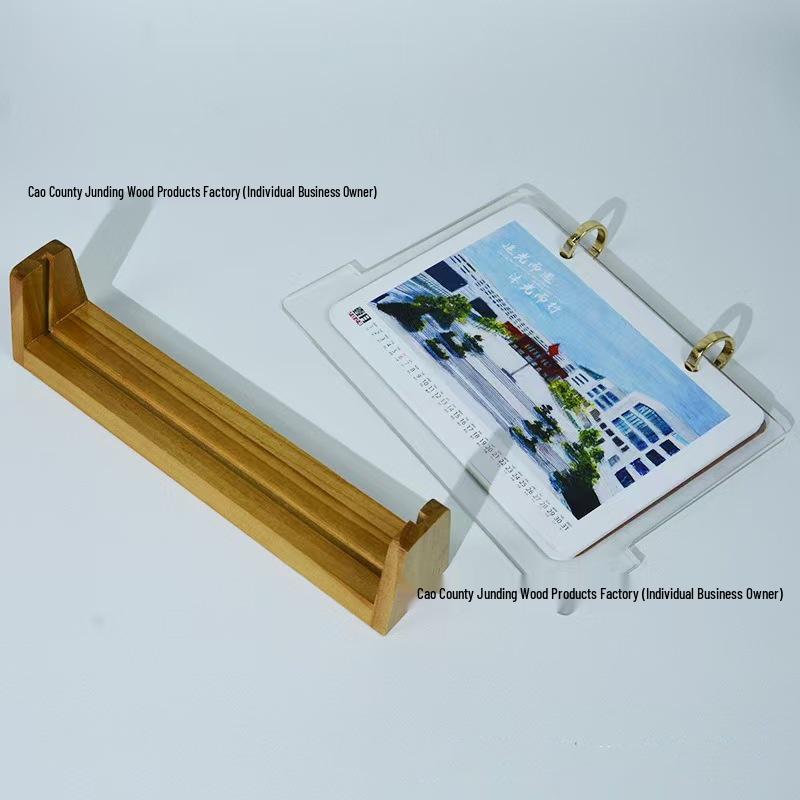 Solid Wood Desktop Calendar Stand with Transparent Acrylic Holder for Office 990₽