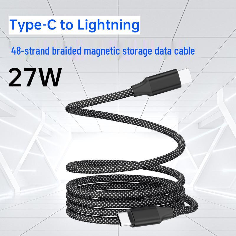 Dual-Color Braided Magnetic Cable for Apple & Huawei Type-C, 100W Charging, Aluminum Alloy