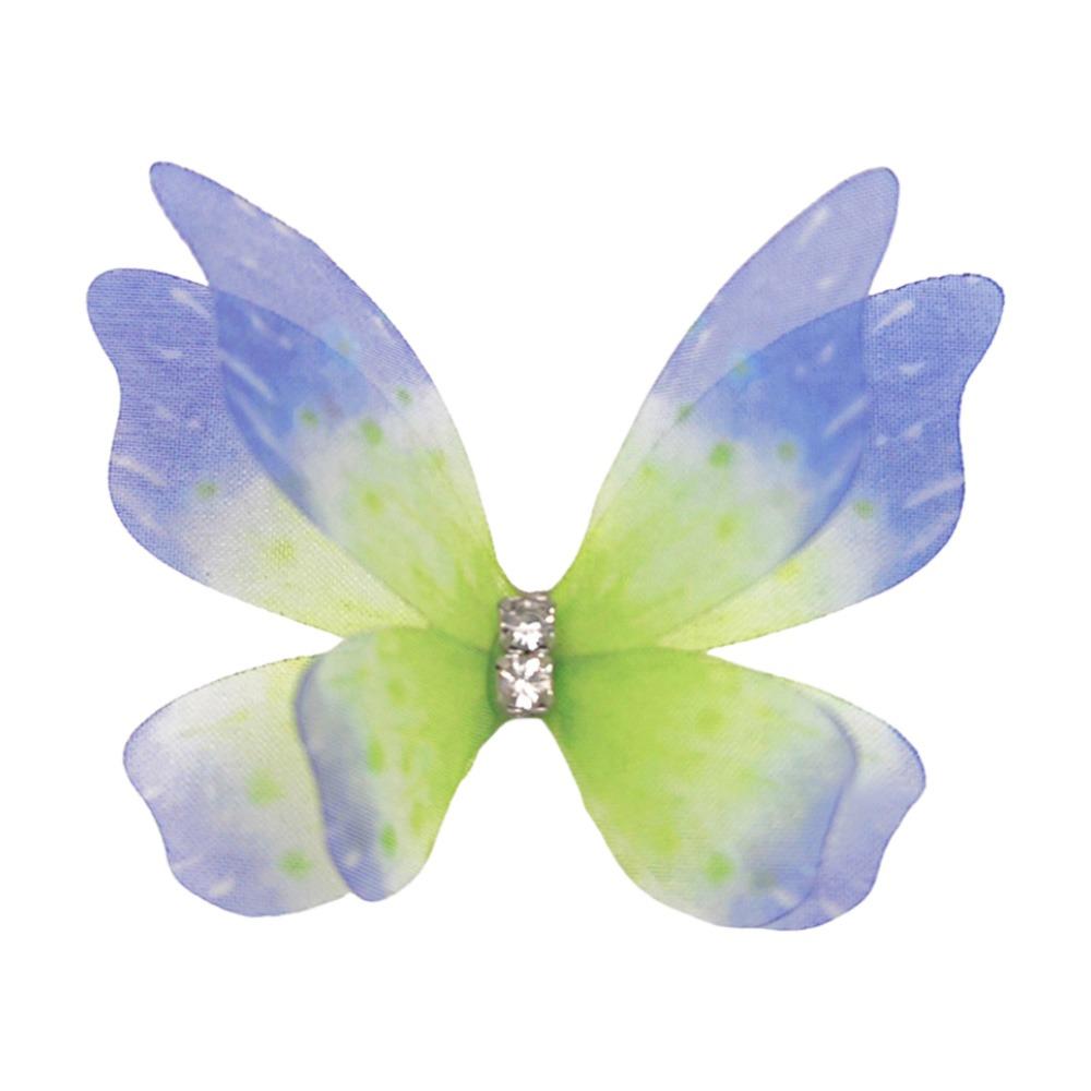 50 ks dvouvrstvých šifonových vyšívaných motýlů do vlasů, svatební doplňky