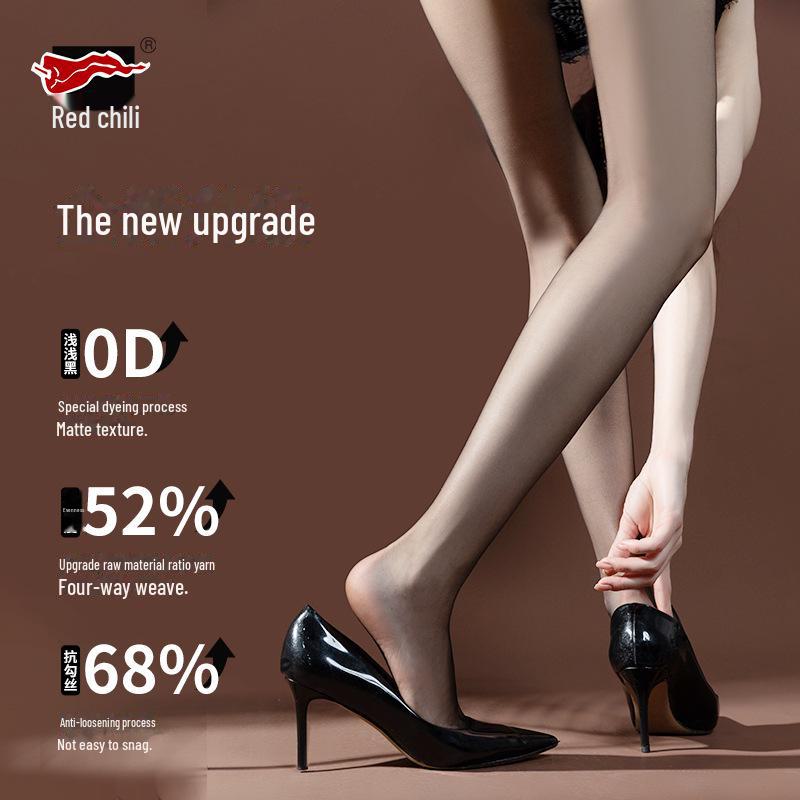 Women's Ultra-Thin Black Velvety Stockings with Red Pepper & Pineapple Design - Anti-Shedding and Customizable Length