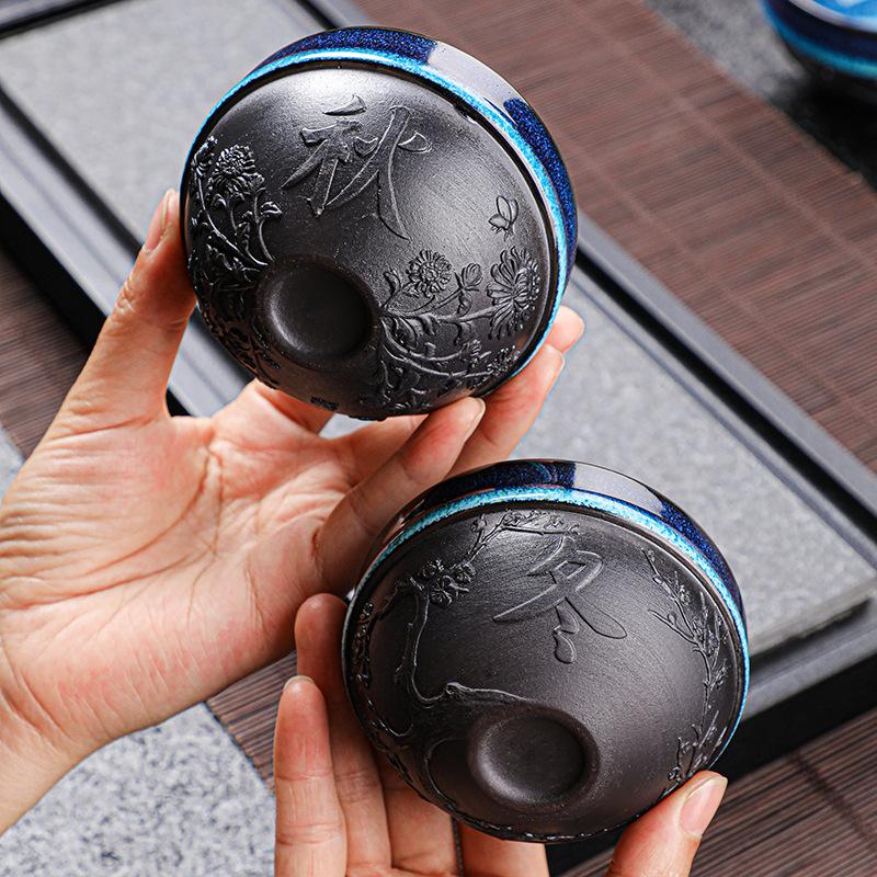 Tianmu Glaze Small Tea Cup Ceramic Tea Bowl Kiln Change Four Seasons Kung Fu Jian Cup Household Single Cup Master Cup Tasting Cu