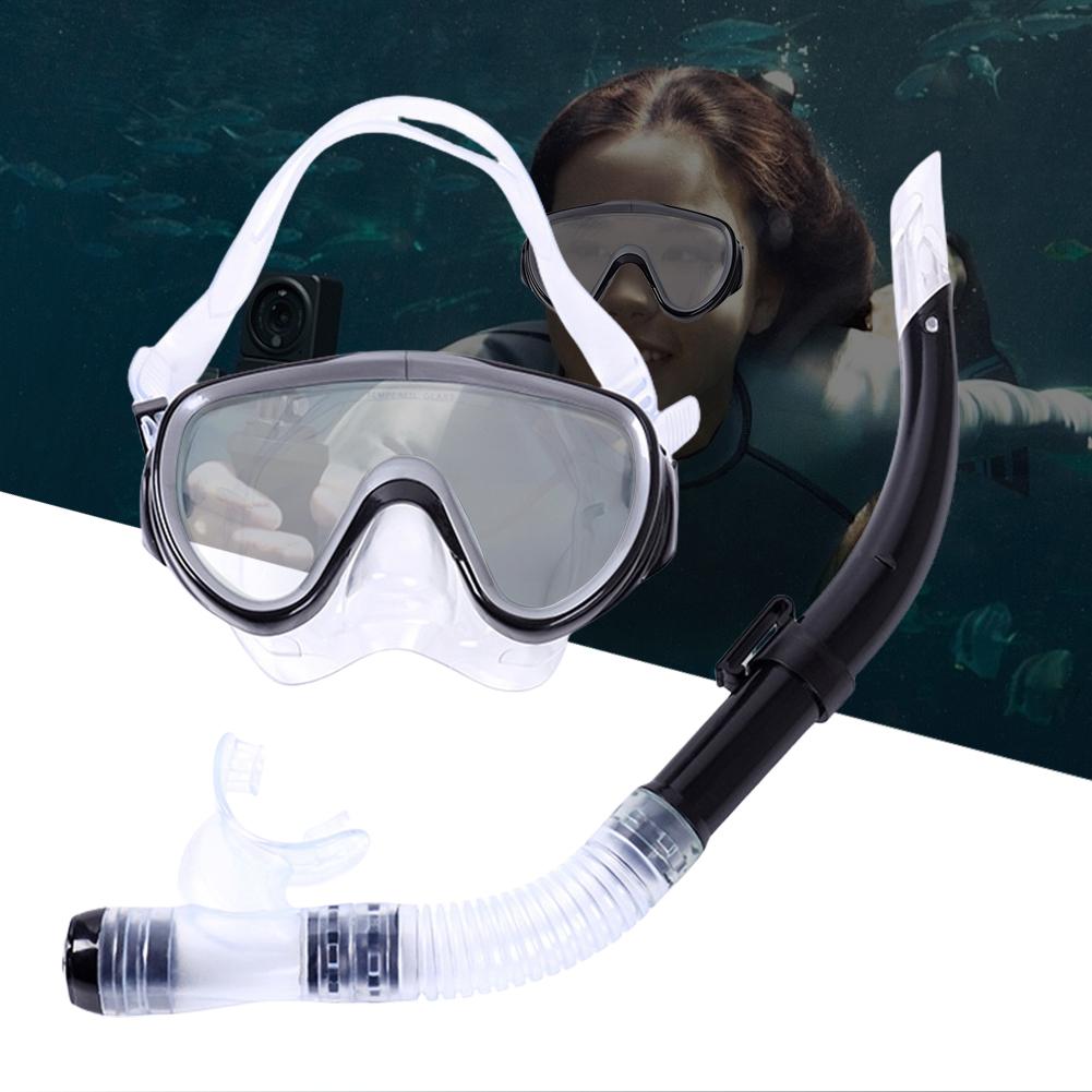 Diving Mask & Snorkel Set Adjustable Scuba Diving Mask No Leakage Diving Snorkel Tube Anti-Fog for Swimming Snorkeling