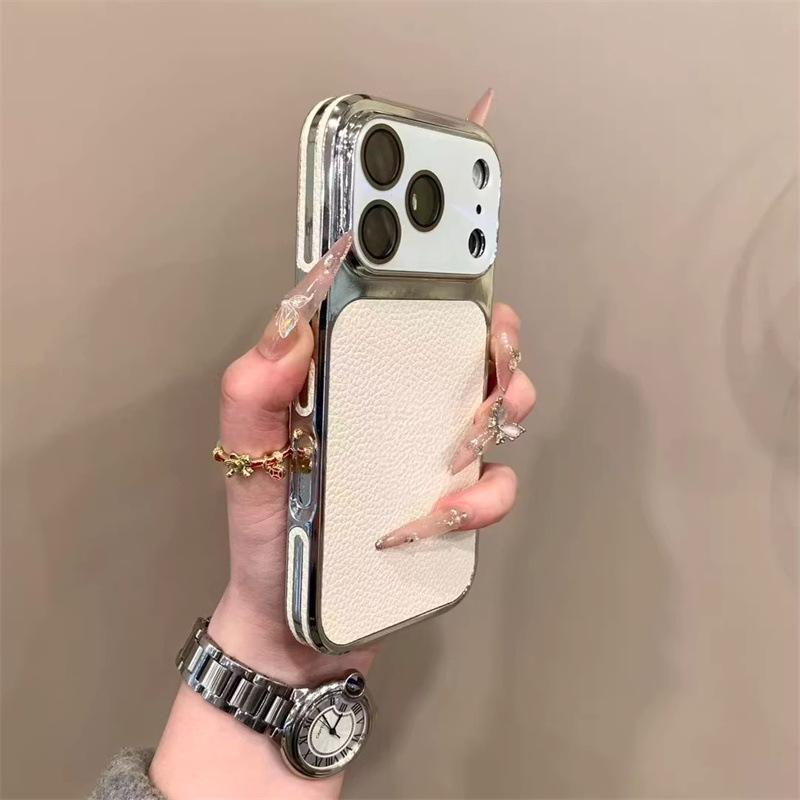 Aurora Lens Lychee Pattern Case for iPhone 17 Pro Max - Transforms Into Large Window, Apple 16 Protective Cover