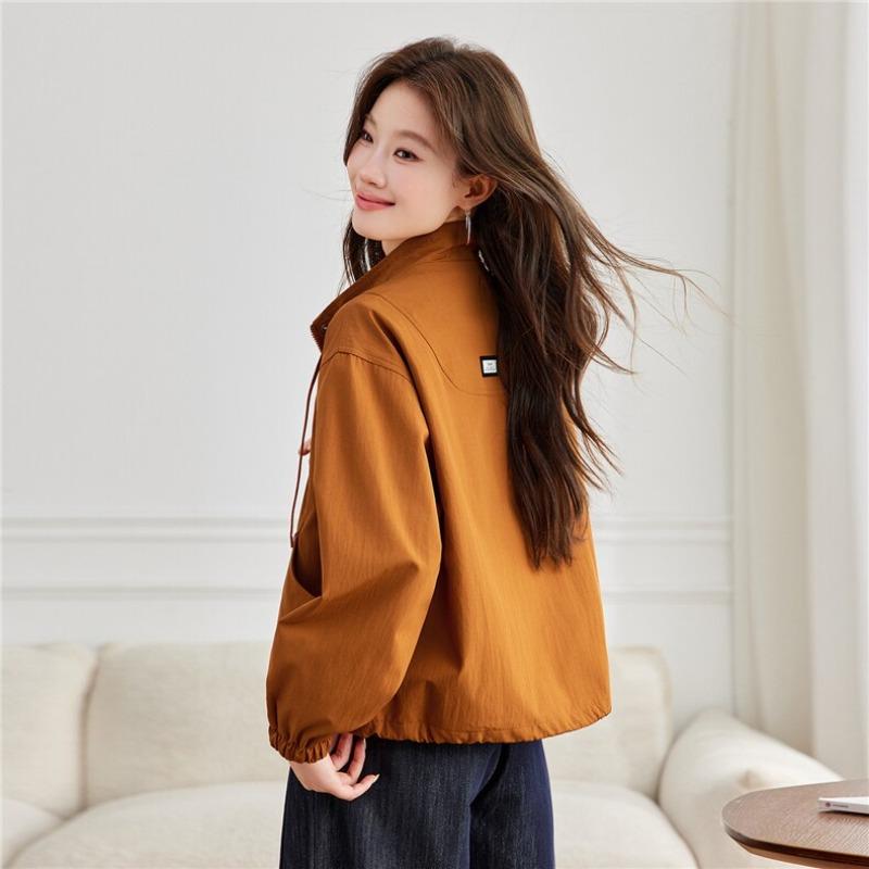 Fashion stand-up collar short coat women, new loose casual temperament thin jacket top