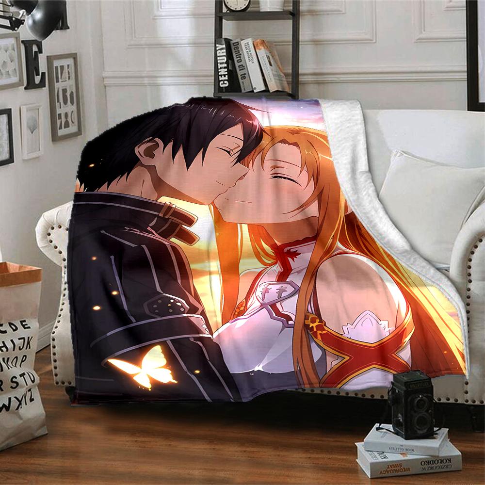 1pc Sword Art Online2 Blanket, Gift, for Men and Women, Soft Blanket, Good for Sofa Bed Couch Travel, Lightweight Flannel Blanket