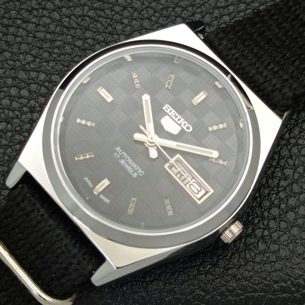 JAPAN SEIKO 5 AUTOMATIC MENS 6309A REFURBISHED BLACK COLOR DIAL WATCH A440227-4 Sk-a440227-1