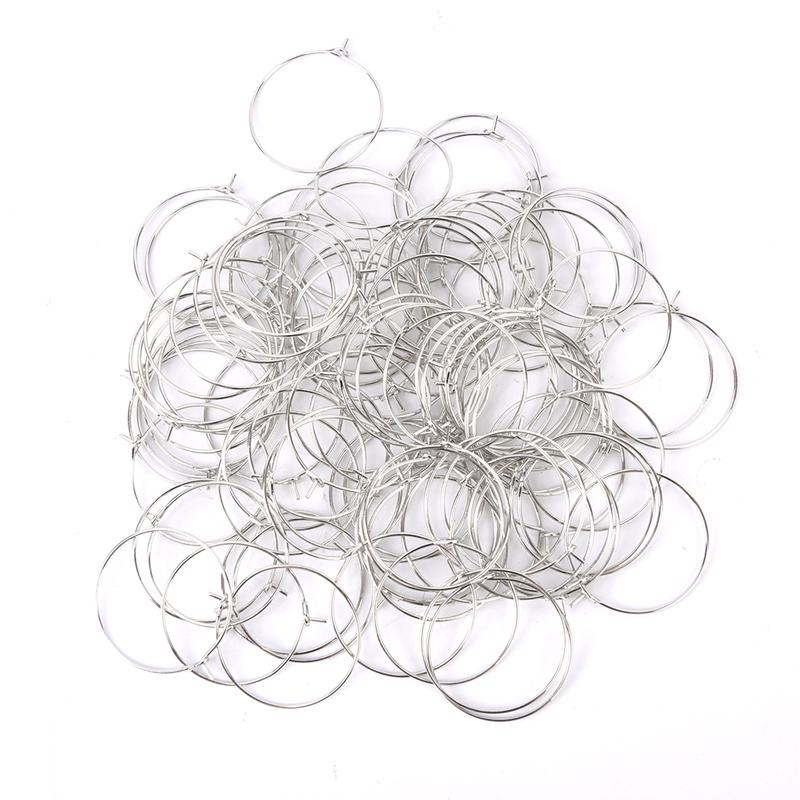 

100 шт. Серебряные Позолоченные Кольца-Шармы для Бокалов, Серьги-Кольца, Свадебная Вечеринка серебряный