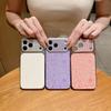 Diamond Camera Lens Printing Flower TPU Leather Phone Case For iPhone 17 16 15 14 13 Pro Max Shockproof Proteciton Cover