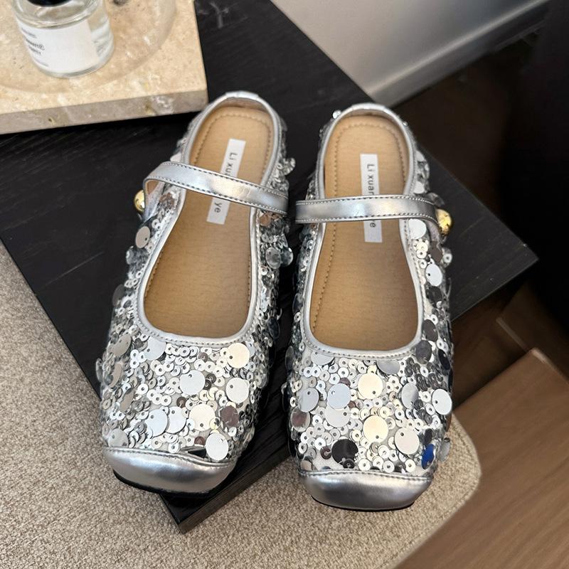Fashion Glitter Slides Shoes Woman 2024 Slippers Flat Low Female Mule Pantofle Cover Toe Jelly Mules New PU Bling Crystal Rubber Rome Ho