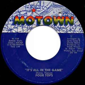 

7inch Record FOUR TOPS - It s All In The Game M1164 MOTOWN 1970 US Soul/Funk Used