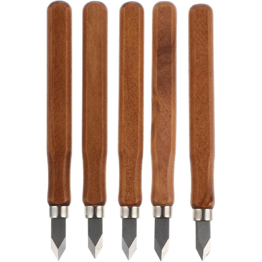 DOITOOL 5 Pcs Wood Carving Knives Kit, Dual Double Bevel Marking Woodworking, Wood Whittling Knives Woodworking Scribe Tool, Wood Carving Tools for