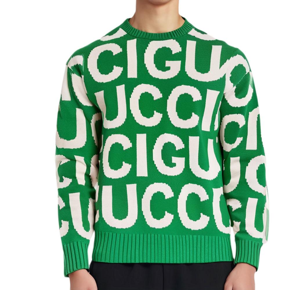 GUCCI All Over Logo Intarsia Knit Sweater 763672-XKDLV-3521