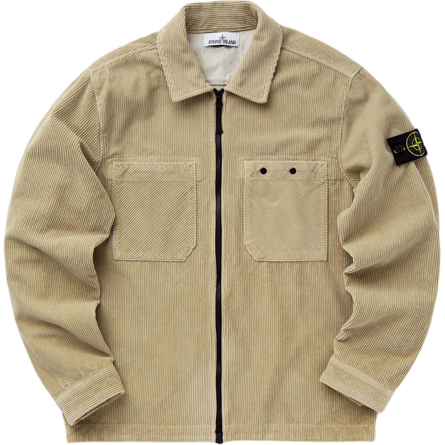 

STONE ISLAND Святкова колекція FW24 Вельветове поло з логотипом Передня подвійна кишеня Двостороння блискавка Куртка з довгим рукавом Чоловічі куртки Гіпс 811511604-V0097 XXL
