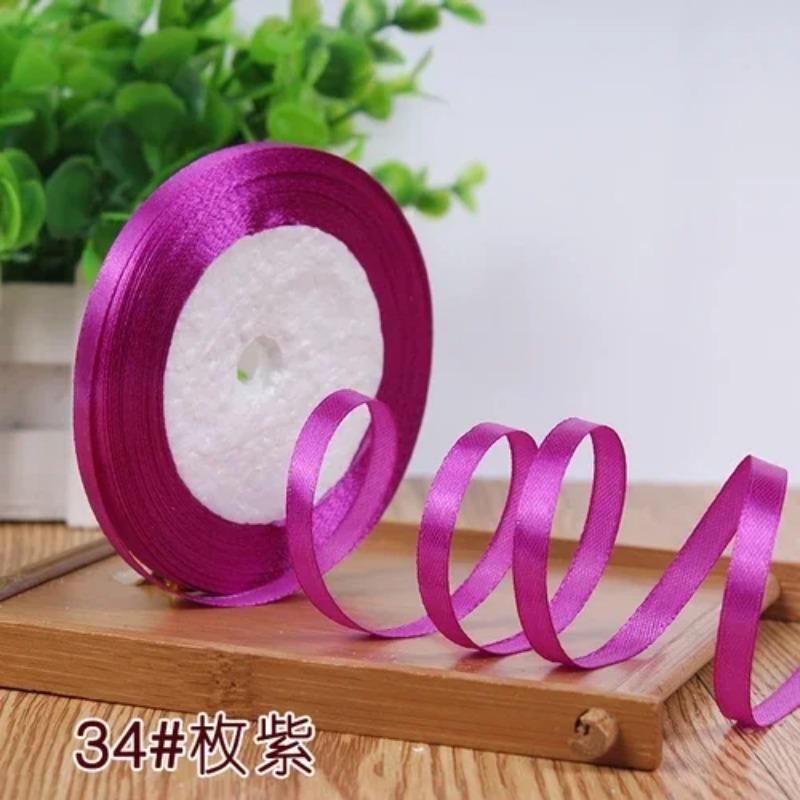 

25 ярдов 6 мм шелковых атласных лент для поделок, бантов, подарочной упаковки ручной работы, вечеринок, рождественских свадеб, декоративных искусственных аксессуаров 6mm Satin ribbon