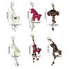 Cute Retro Pony Keychain Fabric Embroidered Key Holder Handmade Elephant Pony Pendant Gift