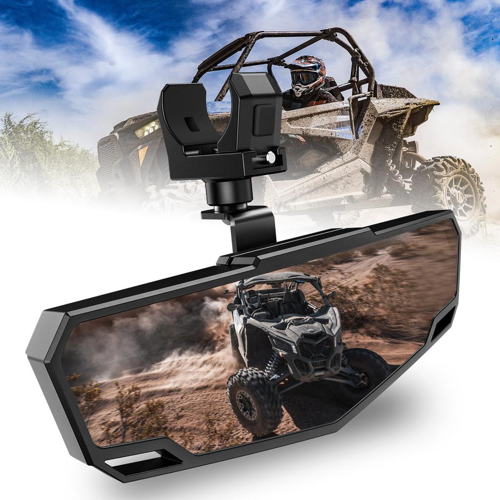 Universal UTV Center Wide Rearview Mirror for 1.5"-2" Roll Bar Cage Adjustable UTV Rear View Mirror