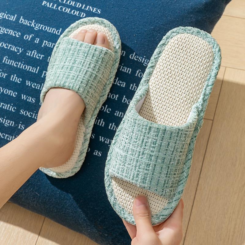 Linen Slippers Women's Spring and Autumn Four Seasons Indoor Household Cotton and Linen Home Non-slip Summer Male Couple