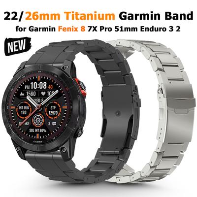 22mm 26mm Titanium Strap for Garmin Watch Fenix 8 Pro 51mm AMOLED MicroLED Instinct 3 50mm Enduro 3 Quatix 8 47mm Luxury Band