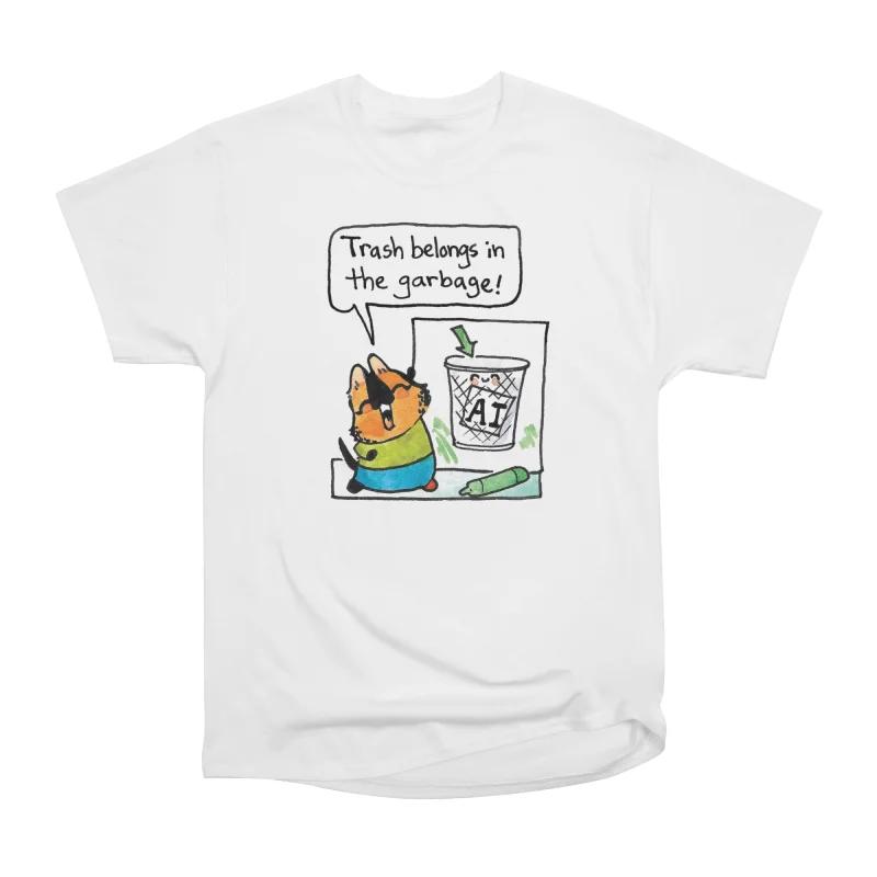 

Men Casual Shirts Short Sleeves ORA ZELLA AI IS TRASH Tees Oversized T-shirts S белый