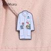 Medical White Coat Enamel Pin Creative Floral Lab Coat Doctor Nurse Uniform Metal Brooch Lapel Badge Jewelry Gifts for Friends