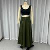 2 Piece Set Women Stylish Solid Round Neck Sleeveless High Waist Vest Slim Top Loose With Pockets Zipper Long Skirt Sets Spring Summer 2024 New
