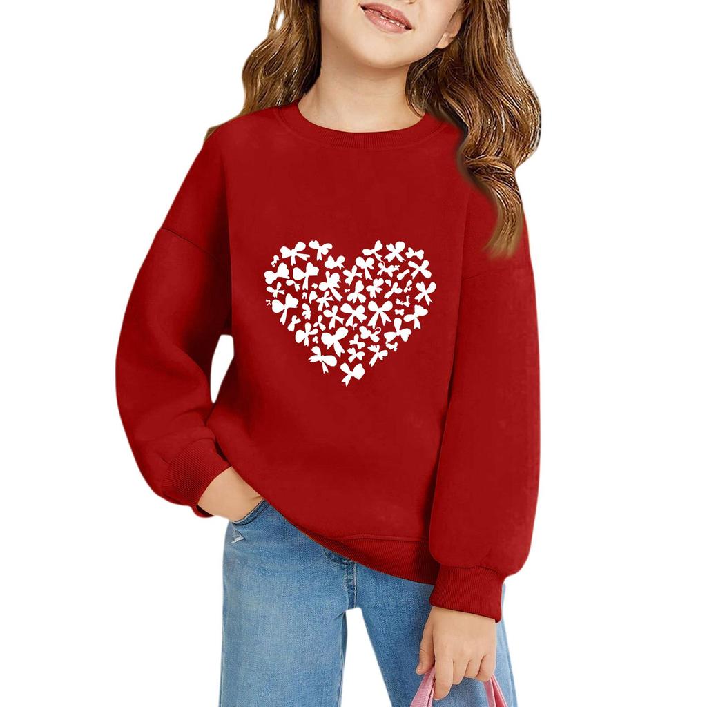 Mädchen Rundhals-Pullover für Kinder Bedruckte Baby-Oberteile Valentinstag