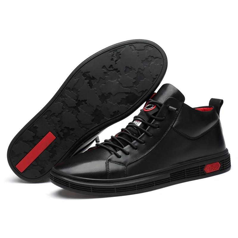 Business Formal Men's Short Boots Genuine Leather Black Work Boots High-quality Banquet Wedding Chelsea Lace Up Soft Sole Boots