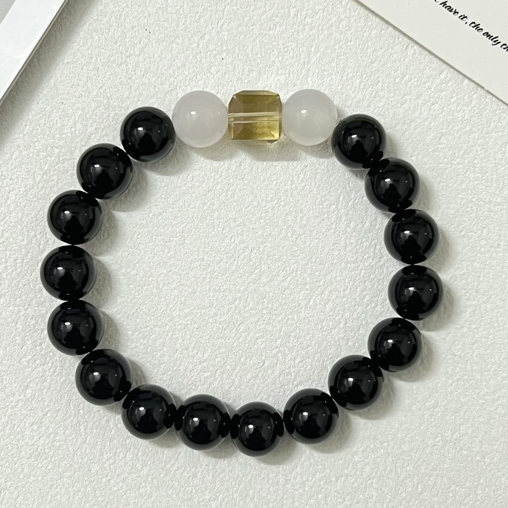 Agate Beaded Bracelet for Women Natural Stone 10mm Round Beads Stretch Adjustable Bangle Semi-Precious Gemstones Jewelry Gifts