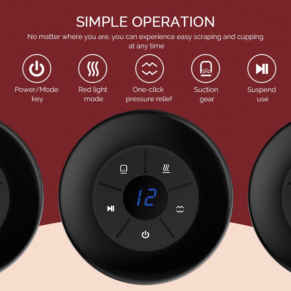 Elektrischer Schröpf-Körpermassagegerät Guasha Schaben Vakuumsaugbecher Rotes Licht Heiße Kompresse Körperschaben Massage