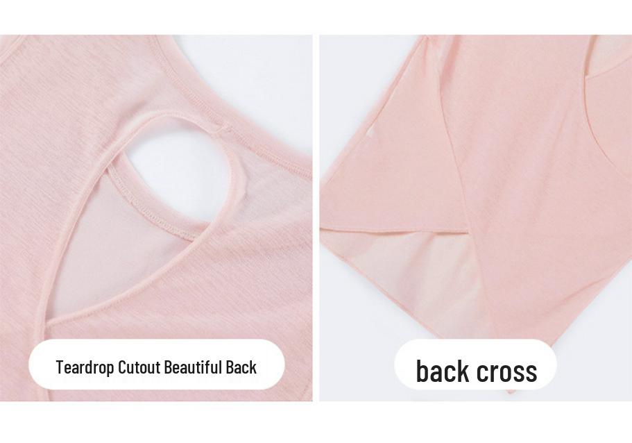Hollow-Back Mesh Yoga Top with Bamboo Yarn, Quick-Dry Fitness Cover-Up, Women's Open Back Round Neck Sports Tee