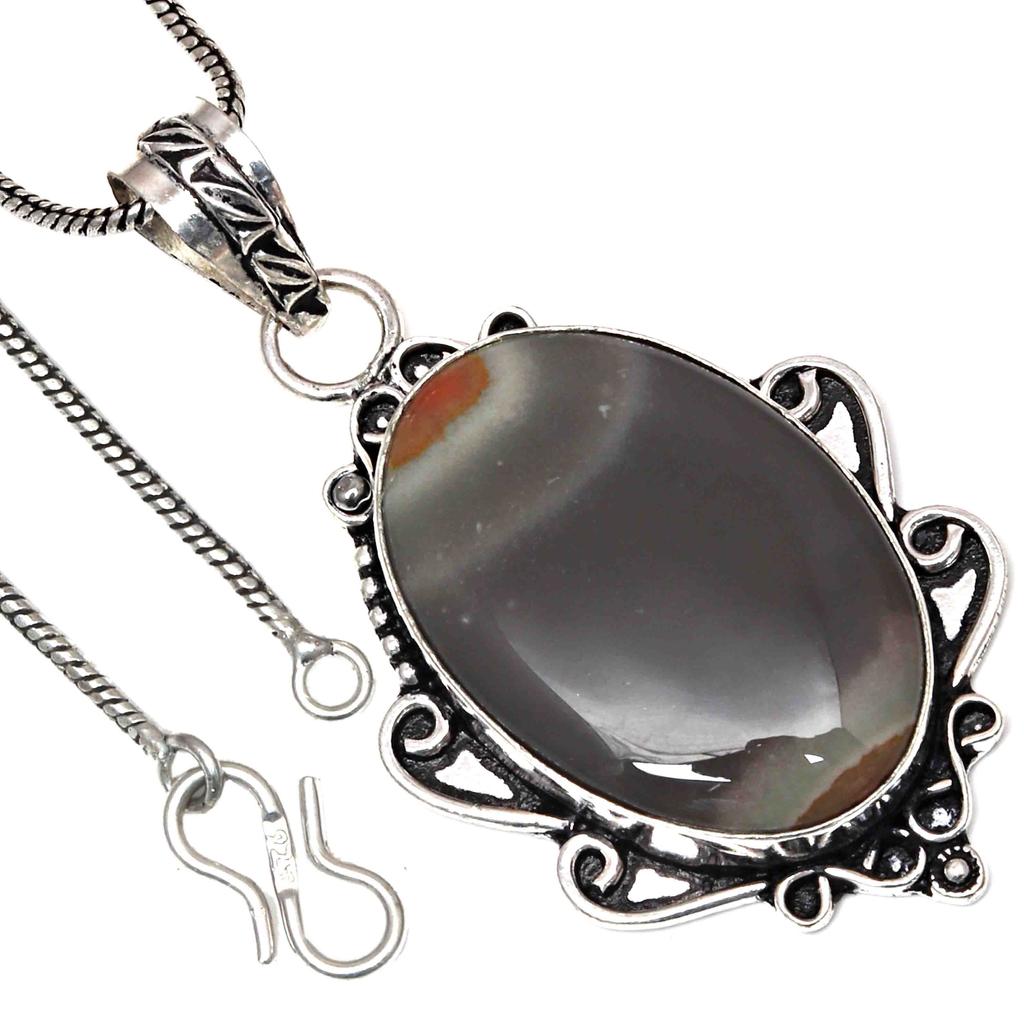 Přívěsek Polygram Jaspis Drahokam Valentýnský Dárek Stříbrné Šperky 2,5"