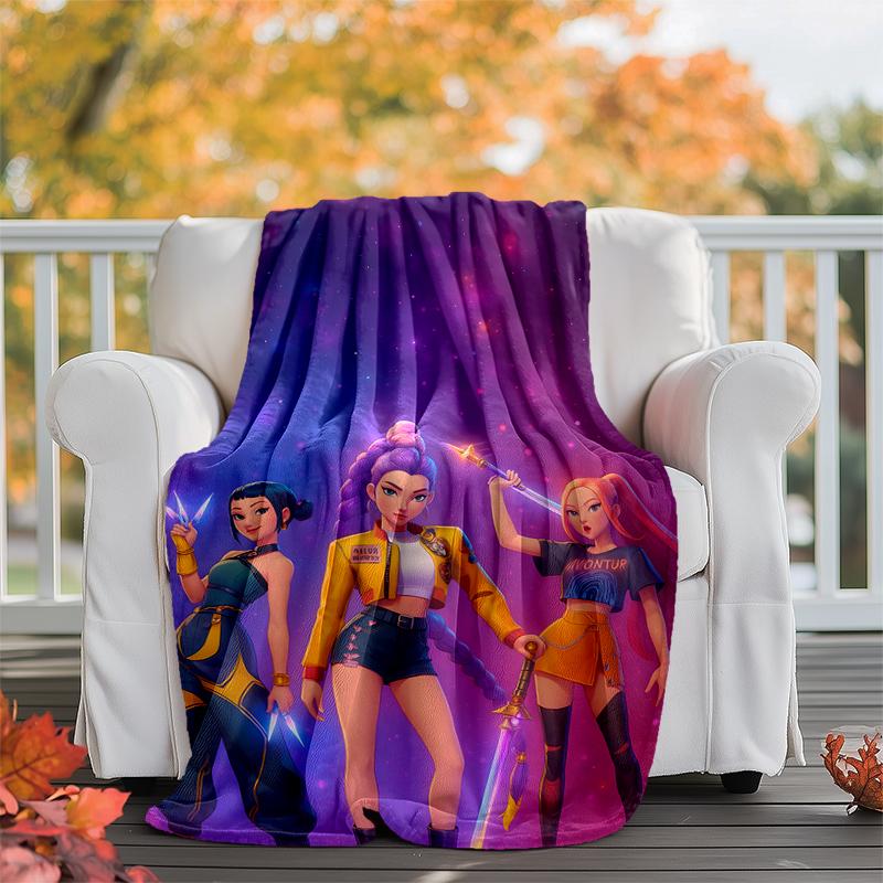 KPOP Hunter Flannel Blanket Soft Warm All-Season Throw, Design for Camping, Car Travel, Hiking Sofa, Bed, Office Perfect Gift for Parties