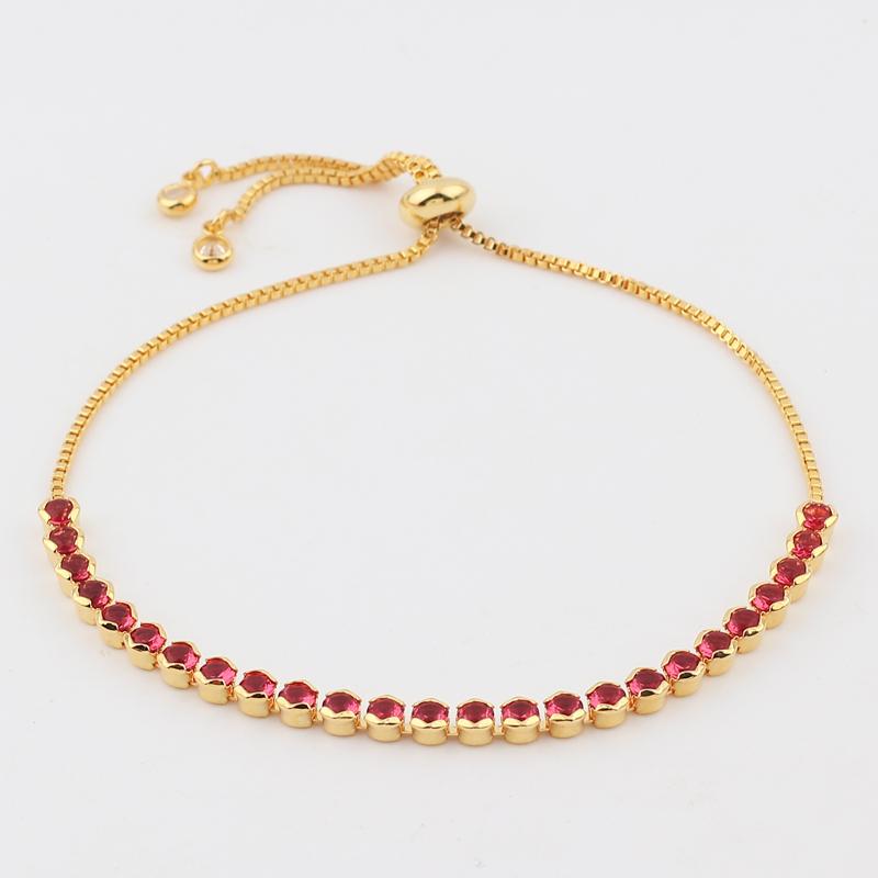 Rainbow Cubic Zirconia Tennis Bracelet Iced Out Chain Bracelets For Women Gold Color Adjustable Bracelet CZ Chain Homme Jewelry