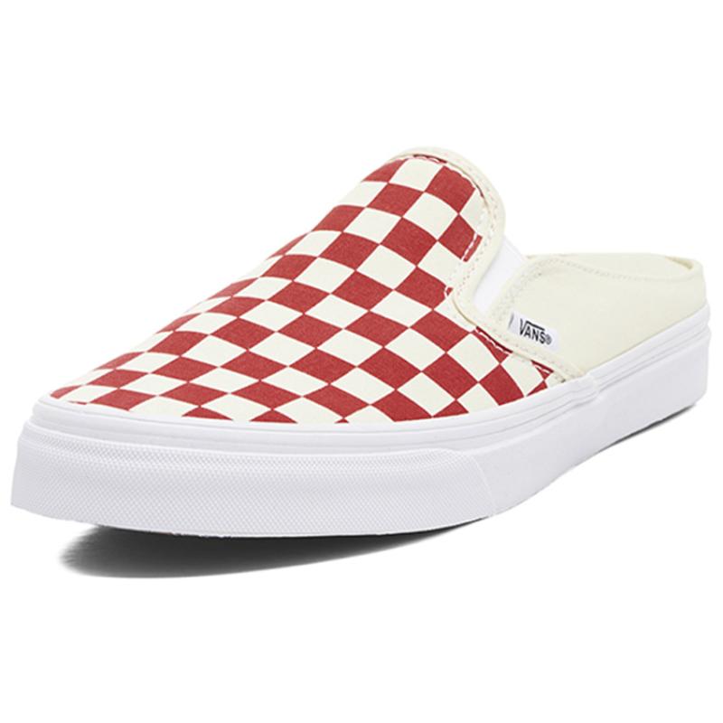 Vans Slip-on Low-Top Skateboard Shoes Unisex Red And White Plaid Vans VN0004KTTLF1