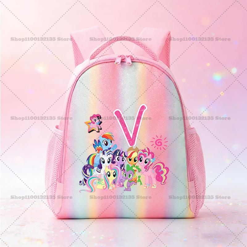 My Little Pony Schoolbag Kawaii Anime Pattern Pink Backpack Primary School Kindergarten Cartoon Shiny Bookbag Stationery Gifts Kid Friendly