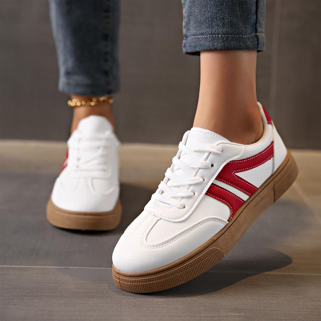 Women's Lace-Up Casual Flat Shoes Lightweight Comfortable Outdoor Sneakers Durable Rubber Sole Versatile Design for Everyday Wear