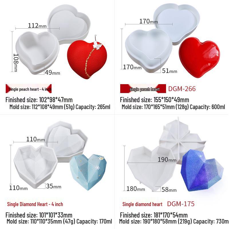 Sanshin Heart Silicone Mold for Mousse, Pastry, Chocolate, and Jelly Baking