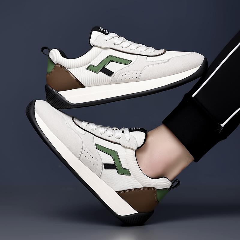 Fashion Leisure Walk Mens Casual Leather Shoes Lace Up Outdoor Sneakers Fashion Male Sports Trainers Travel Versatile Vulcanized Shoes