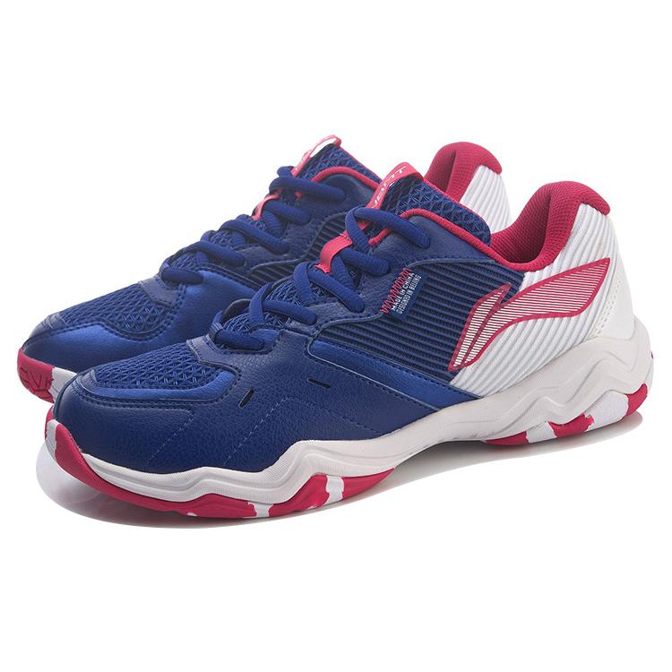 New LINING Sound Waves Badminton Shoes Women's Low Top Blue/Red/White AYTR008-2