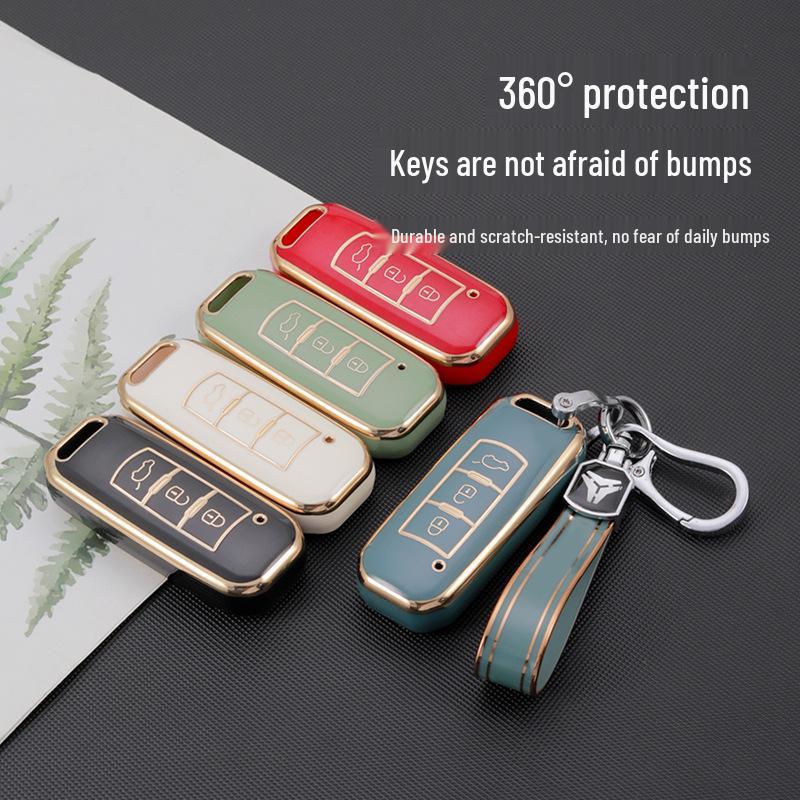 Gold Edge Car Key Cover for GAC Trumpchi Models: GS4, GS5, GS3, GA4, GA6