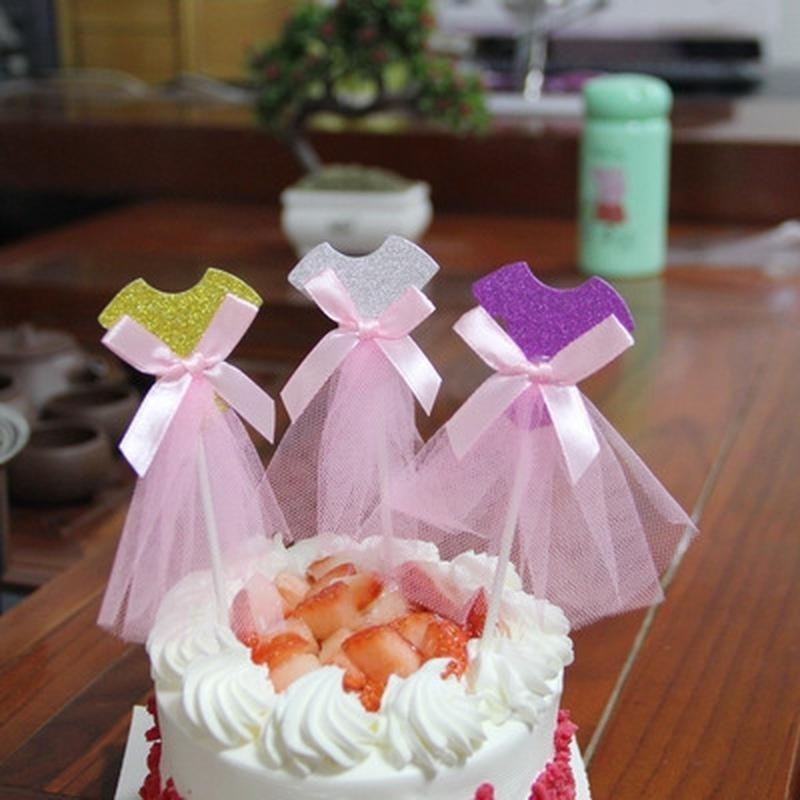 4 Pcs/lot Kitchen Baking Tools Cake Decor Ballet Girl Dress Birthday Cake Topper Cupcake Decor Baby Shower Birthday Party Favor