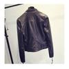 Fashion Women's Spring and Autumn Short Slim Motorcycle PU Leather Jacket